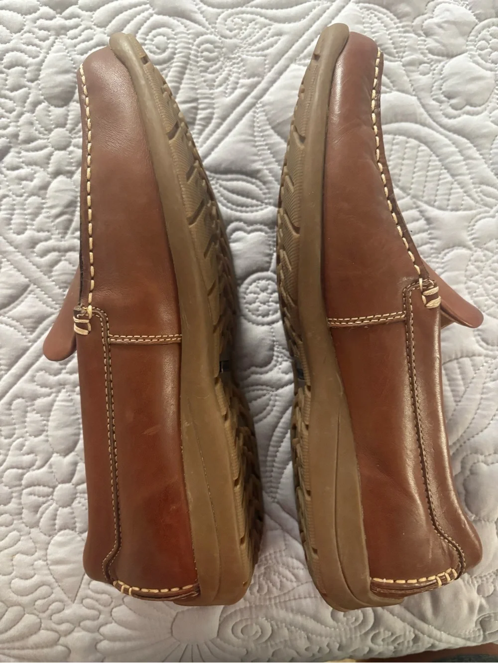 Florsheim Tan Leather Slip-On Moc Toe Loafers